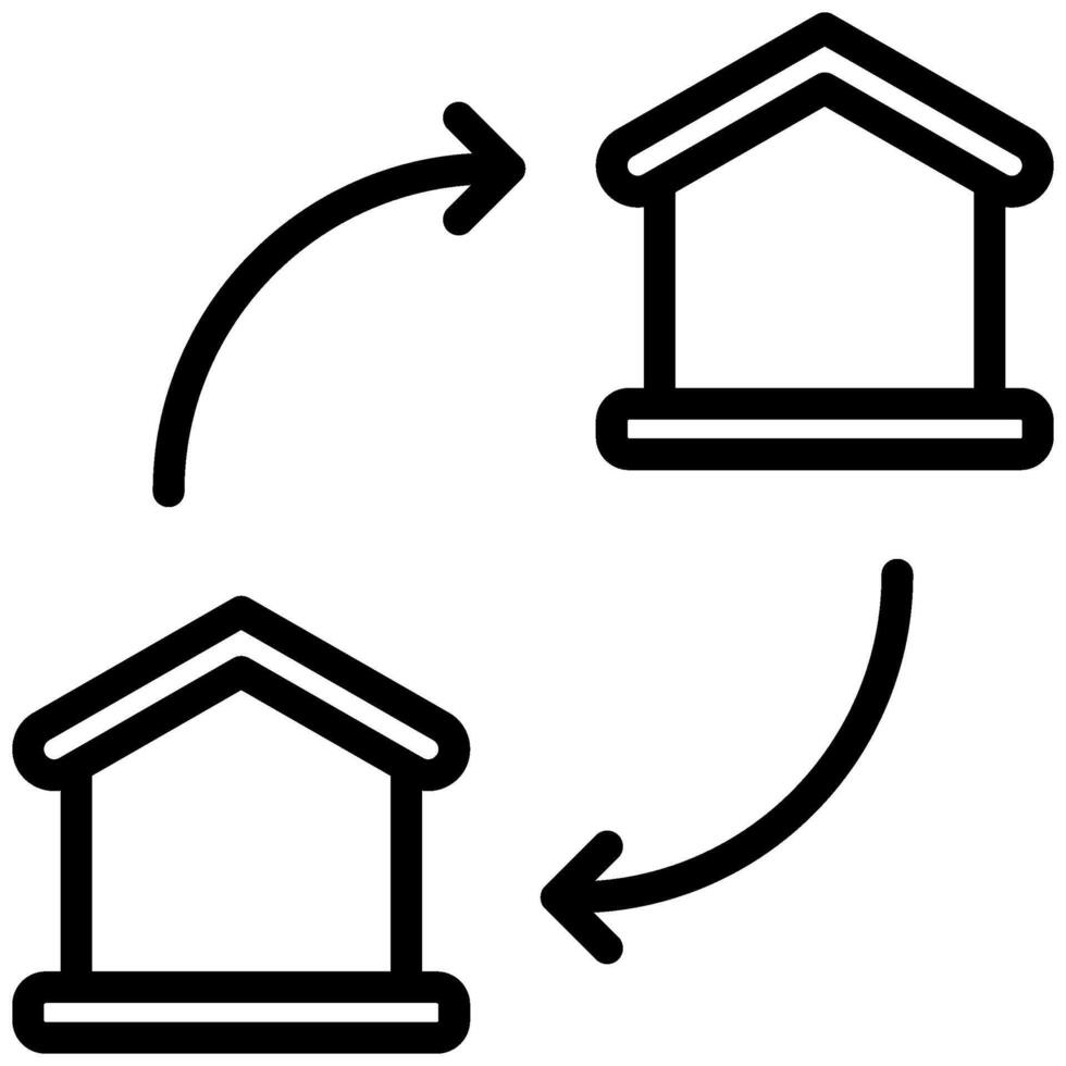Exchange Home Icon, Black And White Outline Icon Symbol vector