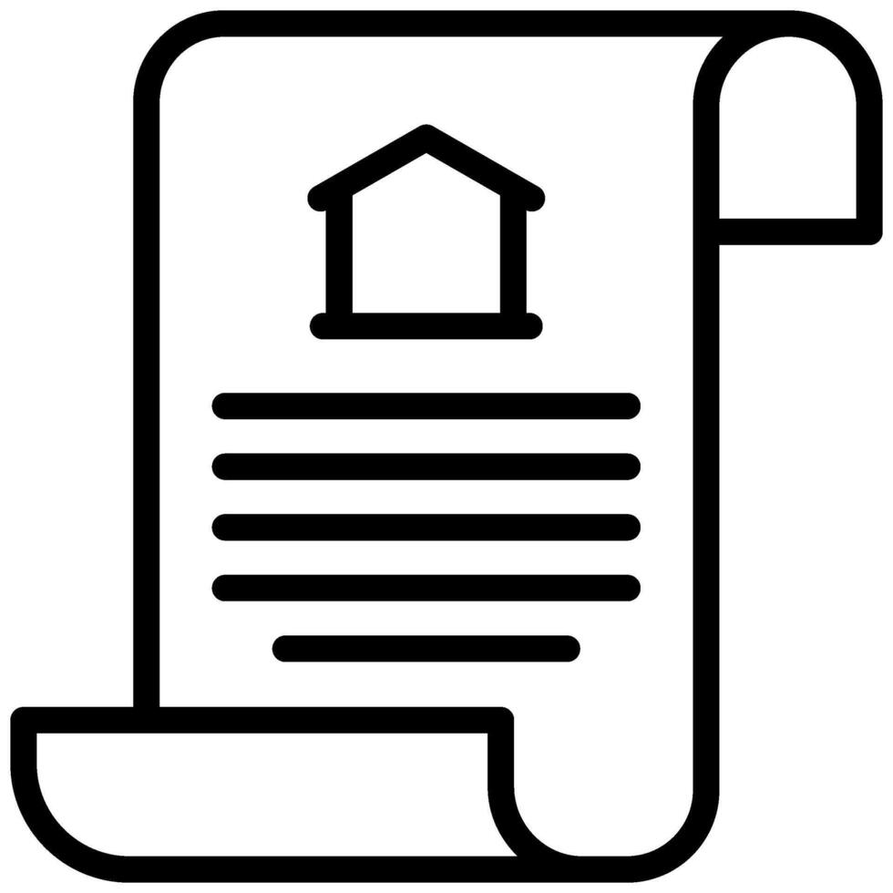 Home Document Icon, Black And White Outline Icon Symbol vector