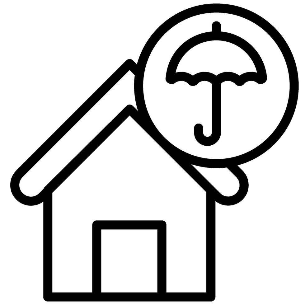 Home Insurance Icon, Black And White Outline Icon Symbol vector