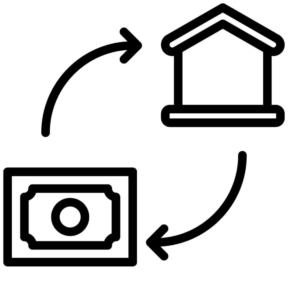 Buy House Icon, Black And White Outline Icon Symbol vector