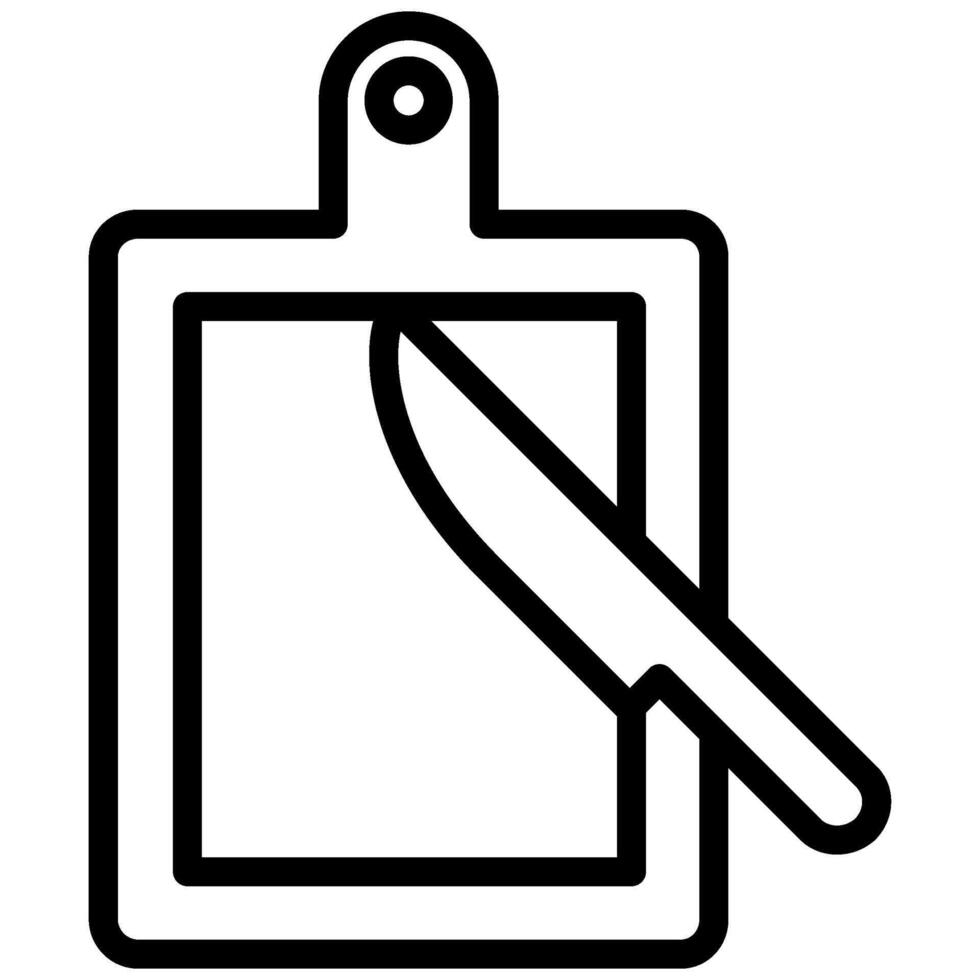 Cutting Board Icon, Black And White Outline Icon Symbol vector
