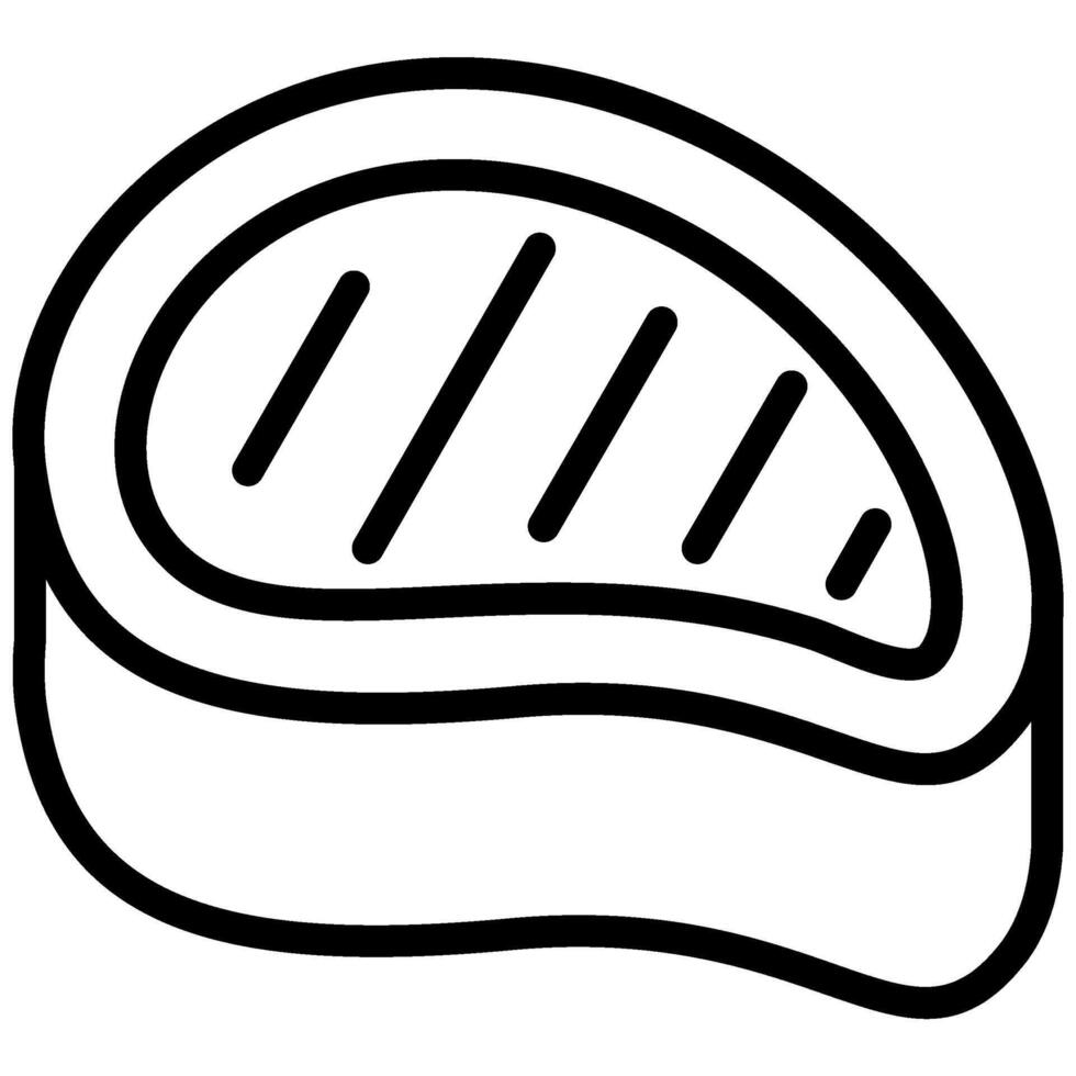Meat Icon, Black And White Outline Icon Symbol vector
