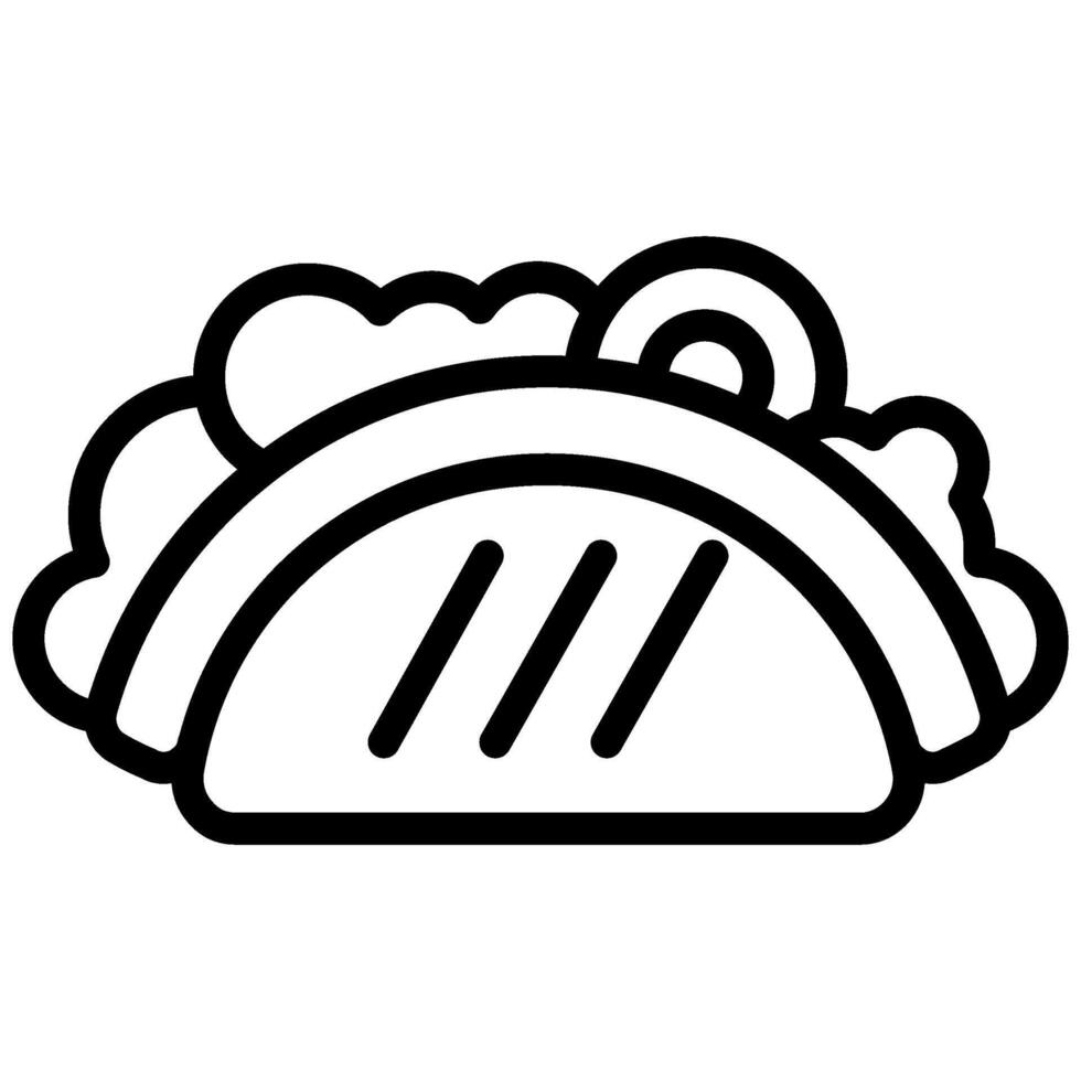 Tacos Icon, Black And White Outline Icon Symbol vector