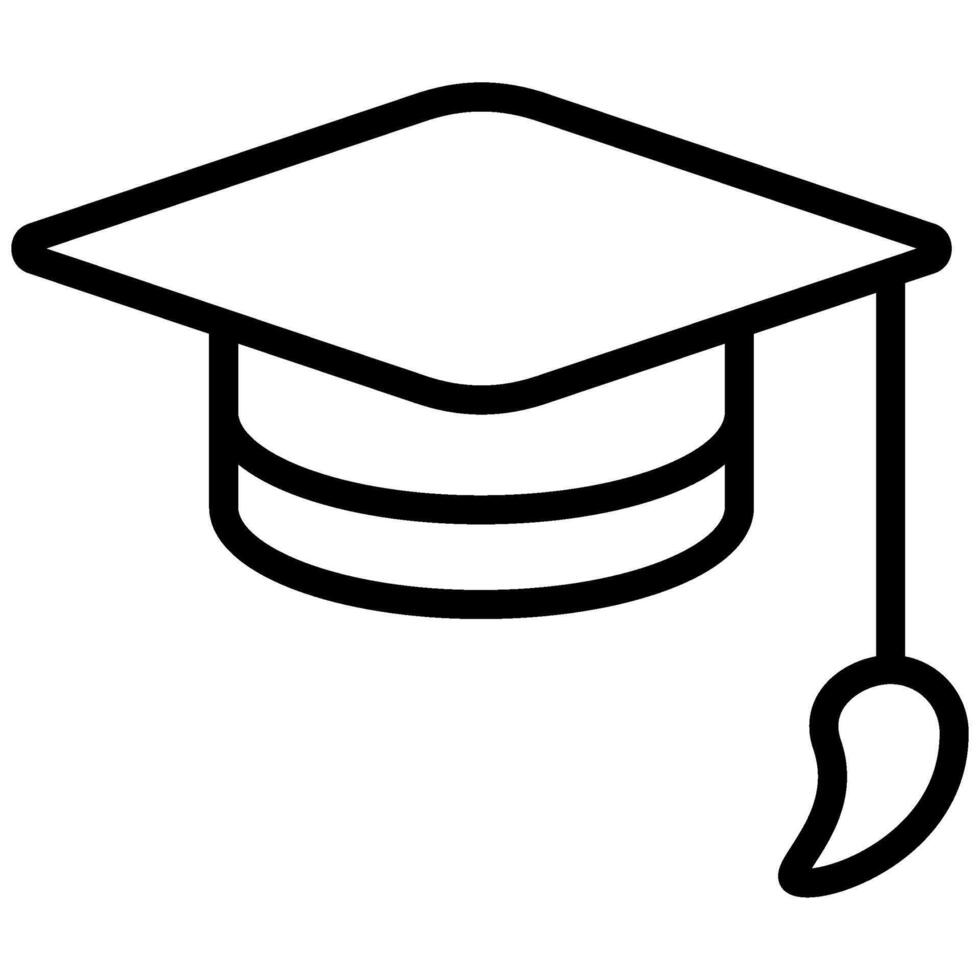 Graduation cap icon, Black And White Outline Icon Symbol vector