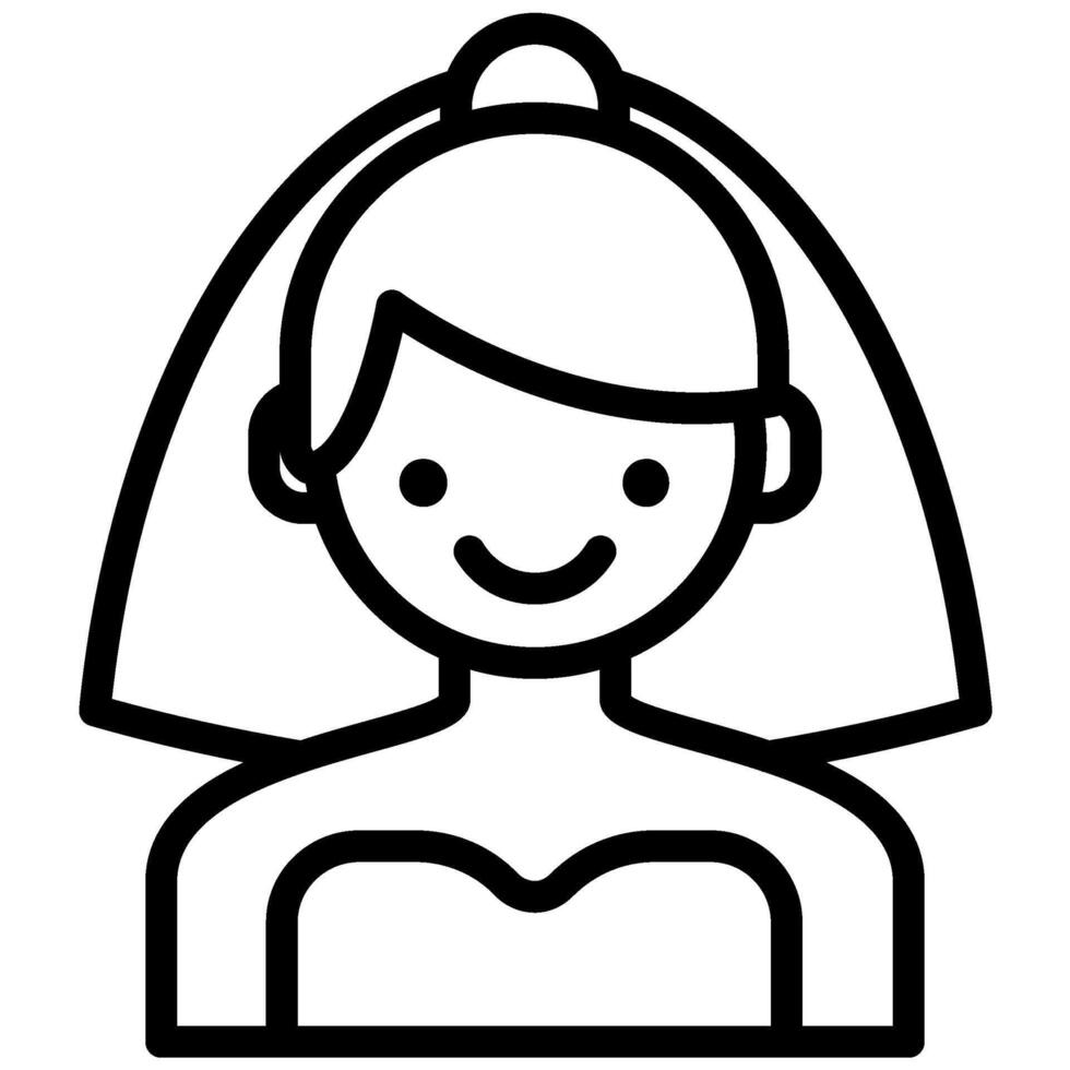 Bride Icon, Black And White Outline Icon Symbol vector