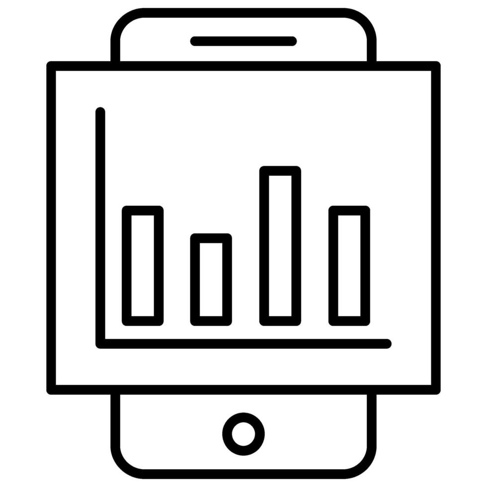 Mobile Graph Icon, lined icon , black and white outline icon symbol. vector