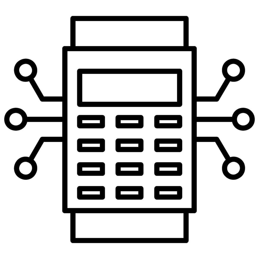 Digital Debit Icon, lined icon , black and white outline icon symbol. vector