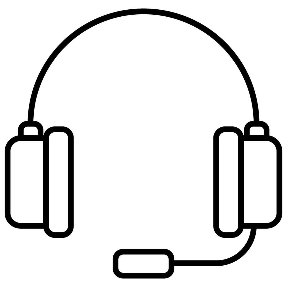 Headphone Icon, Headset With Microphone Icon, lined icon , black and white outline icon symbol. vector