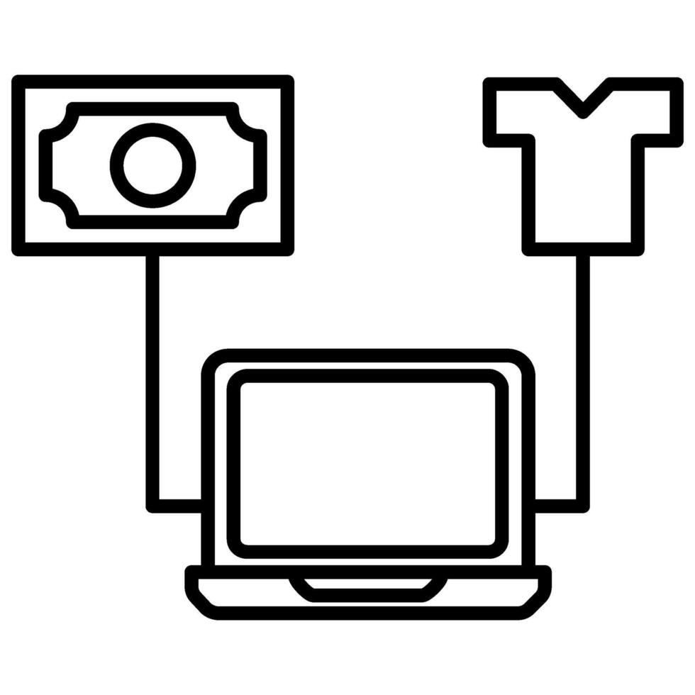 Web Online Shopping Icon, lined icon , black and white outline icon symbol. vector