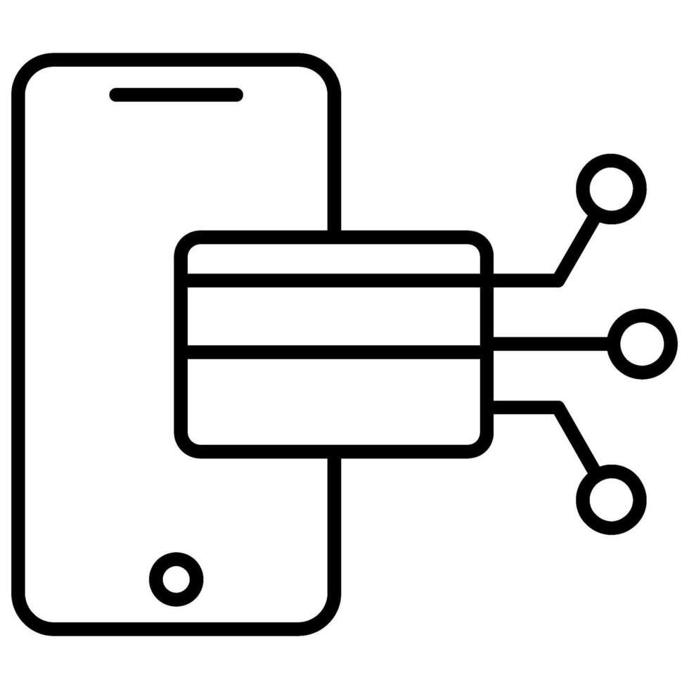 Mobile Transaction Icon, lined icon , black and white outline icon symbol. vector