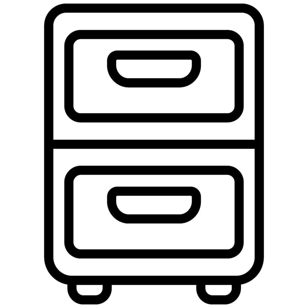 File Cabinet Design Icon, Black And White Outline Icon Symbol vector