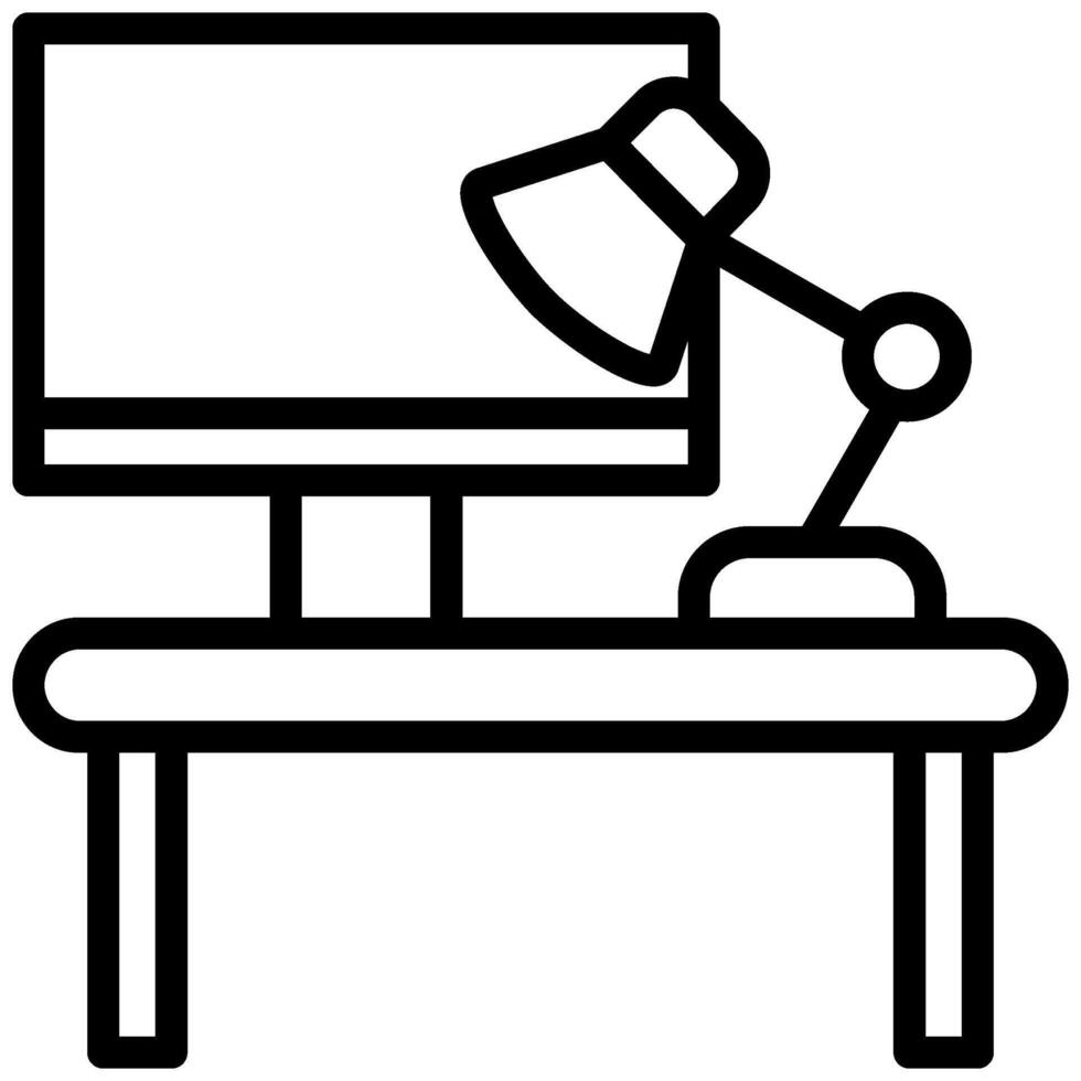 Table Desktop Design Icon, Black And White Outline Icon Symbol vector