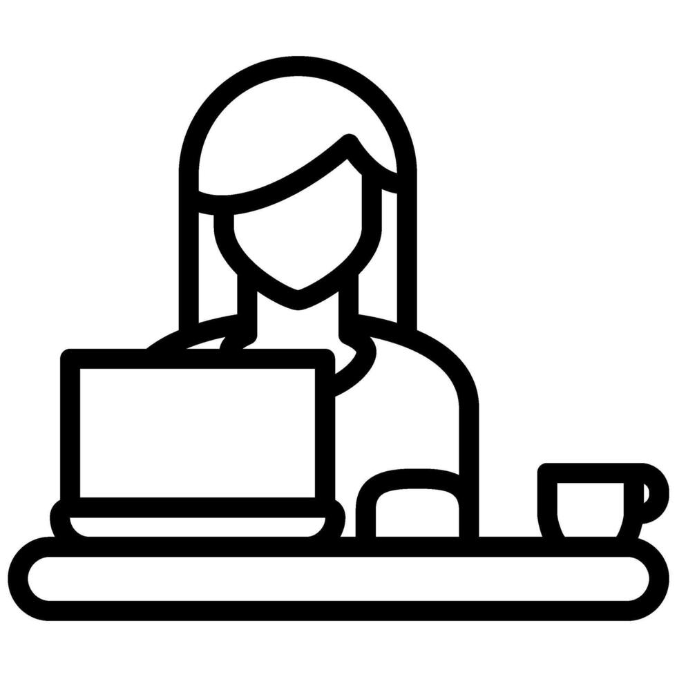 Secretary Icon, Black And White Outline Icon Symbol vector