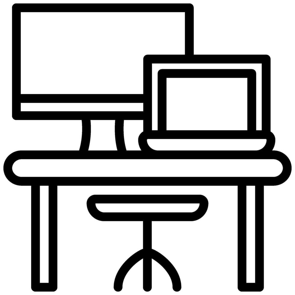 Desktop Icon, Black And White Outline Icon Symbol vector