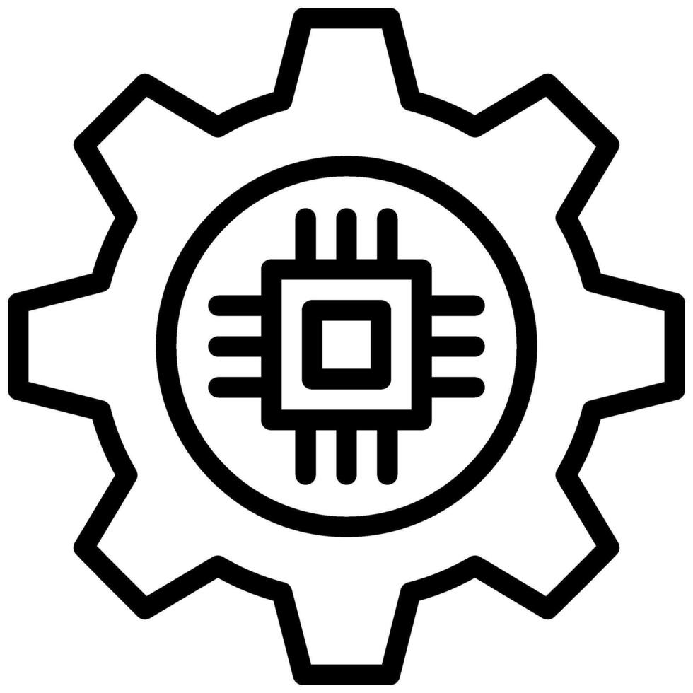 Gear Chip Icon, Black And White Outline Icon Symbol vector