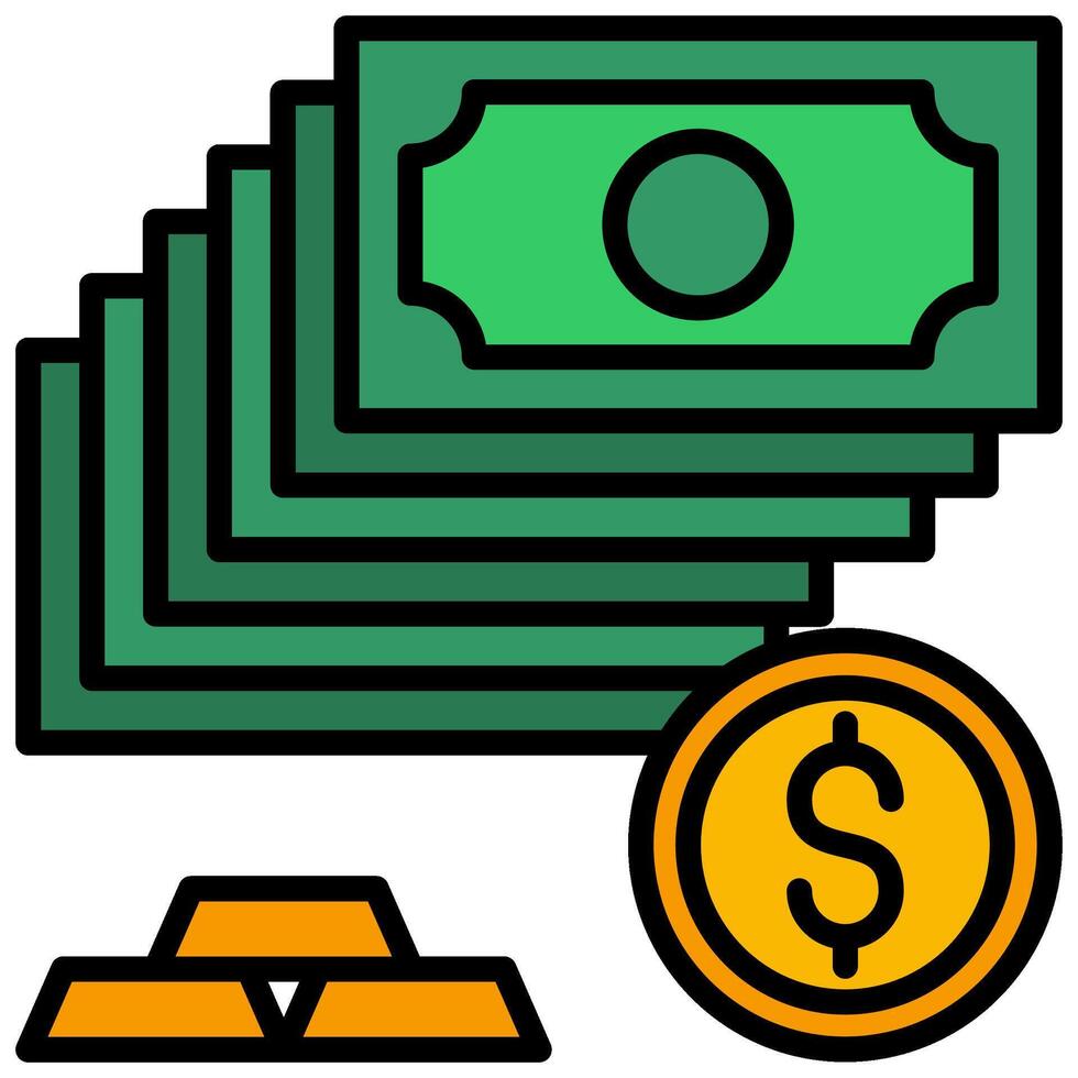 Dollar Money Wealth Outline Flat Design Style Icon, Banking And Financial Concept vector