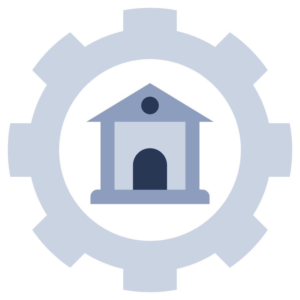 Bank Gear Flat Design Style Icon, Bank Management, Banking And Financial Concept vector