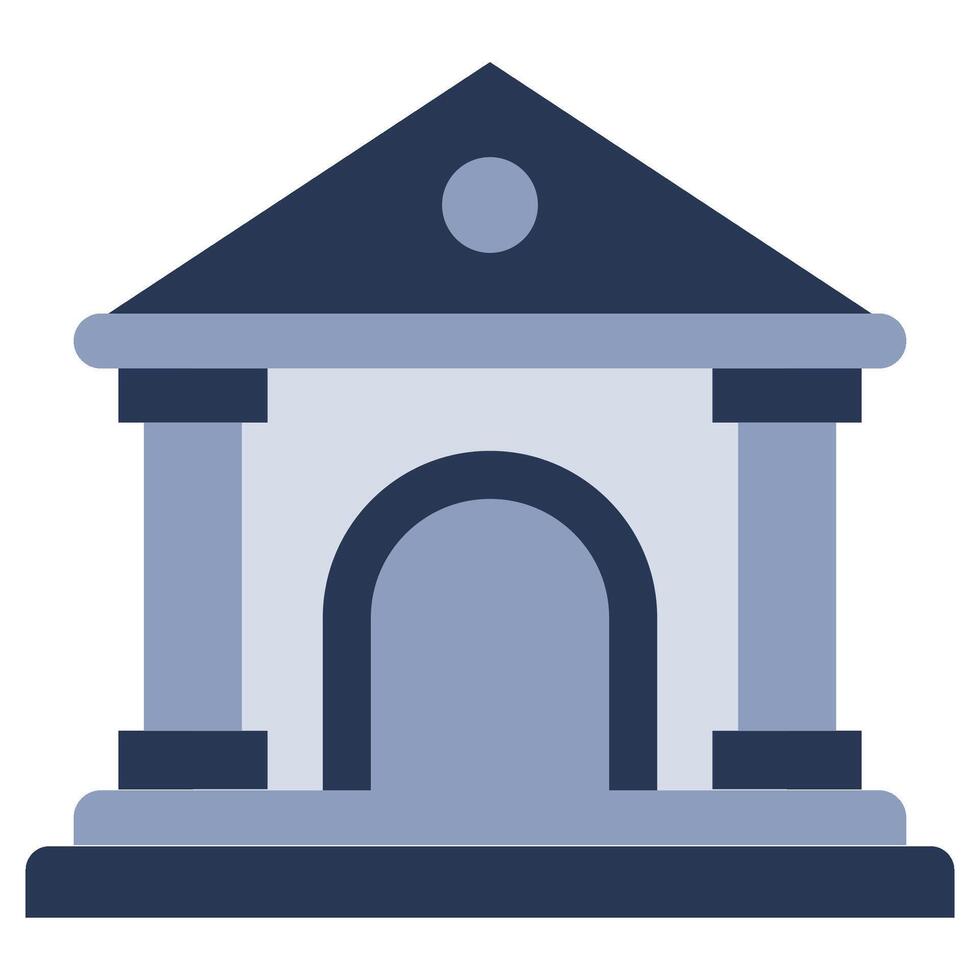 Bank Building Flat Design Style Icon, Banking And Financial Concept vector