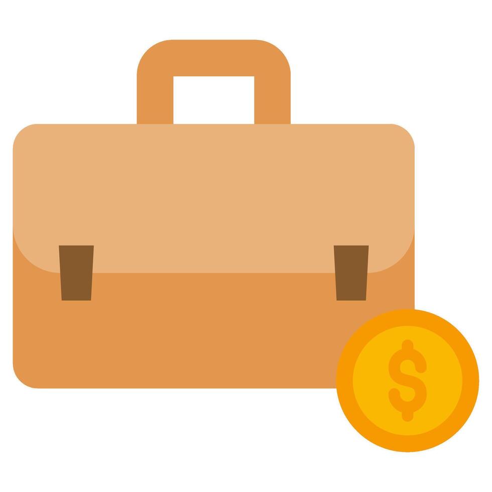 Briefcase Dollar Flat Design Style Icon, Banking And Financial Concept vector