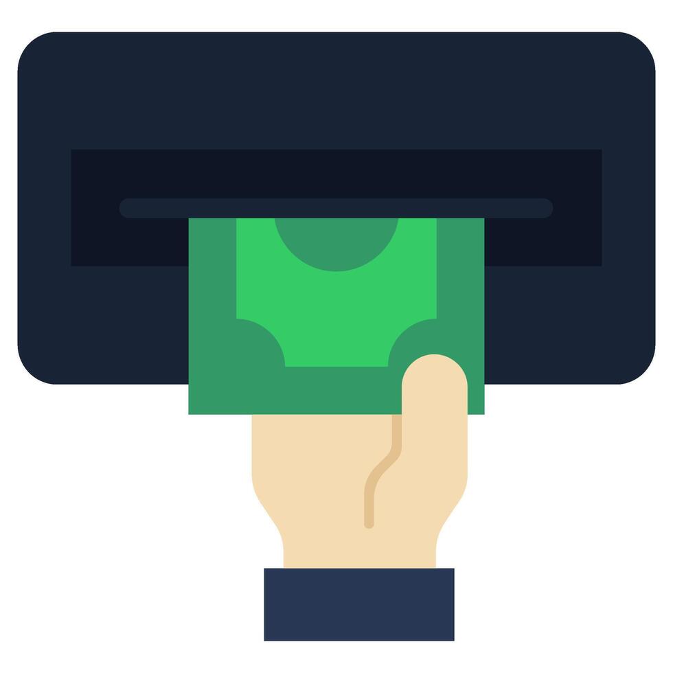 Cash Withdrawal Flat Icon, Solid Color Flat Icon Symbol vector
