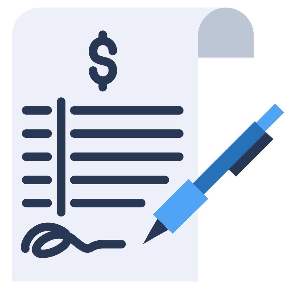 Signature Flat Icon, Contract Icon, Solid Color Flat Icon Symbol vector