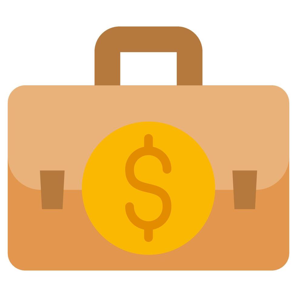 Briefcase Money Flat Icon, Solid Color Flat Icon Symbol vector