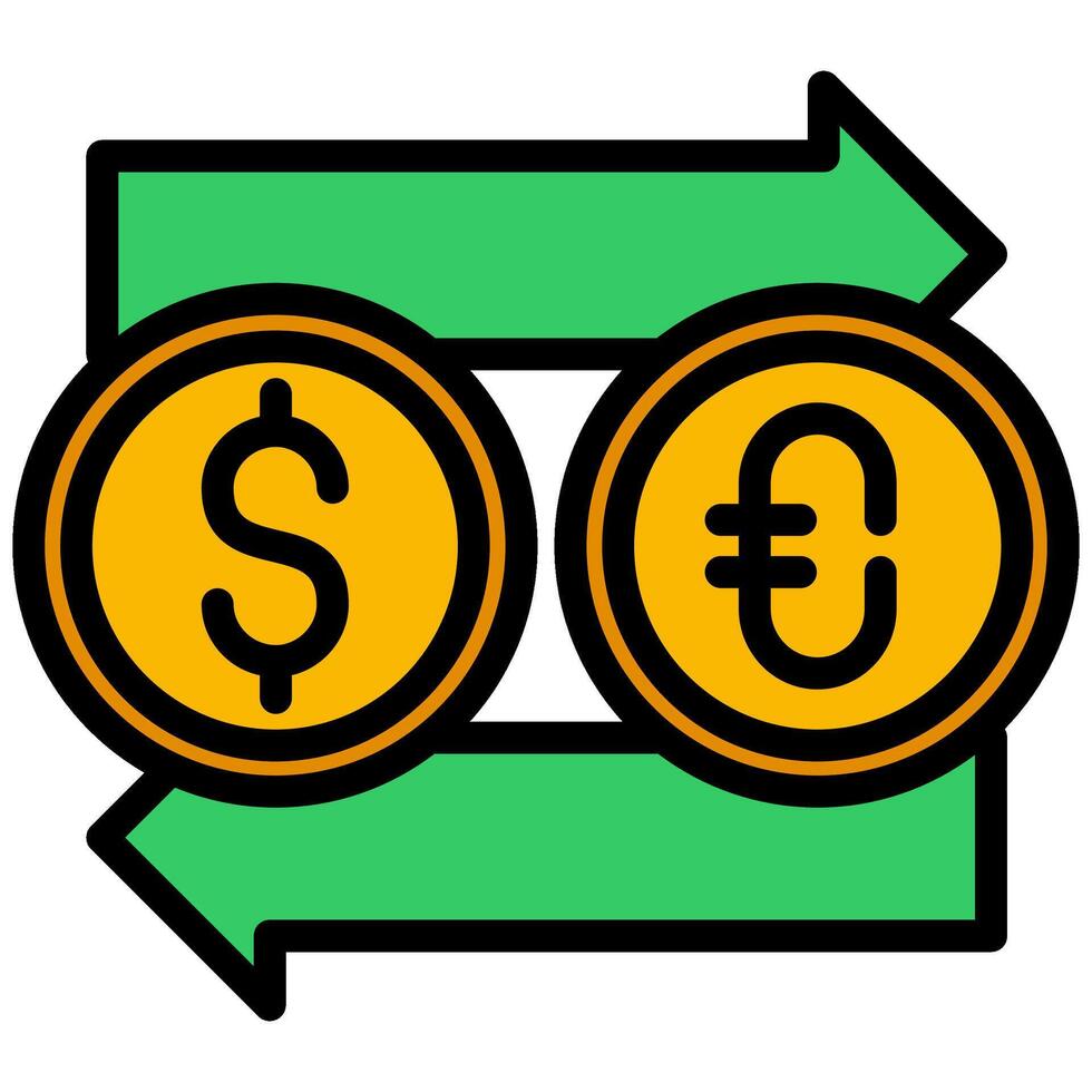 Money Transfer Outline Flat Icon Design, Solid Color Outline Flat Icon Symbol vector