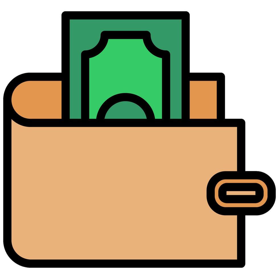 Wallet Outline Flat Icon, Solid Color Outline Flat Icon Symbol vector