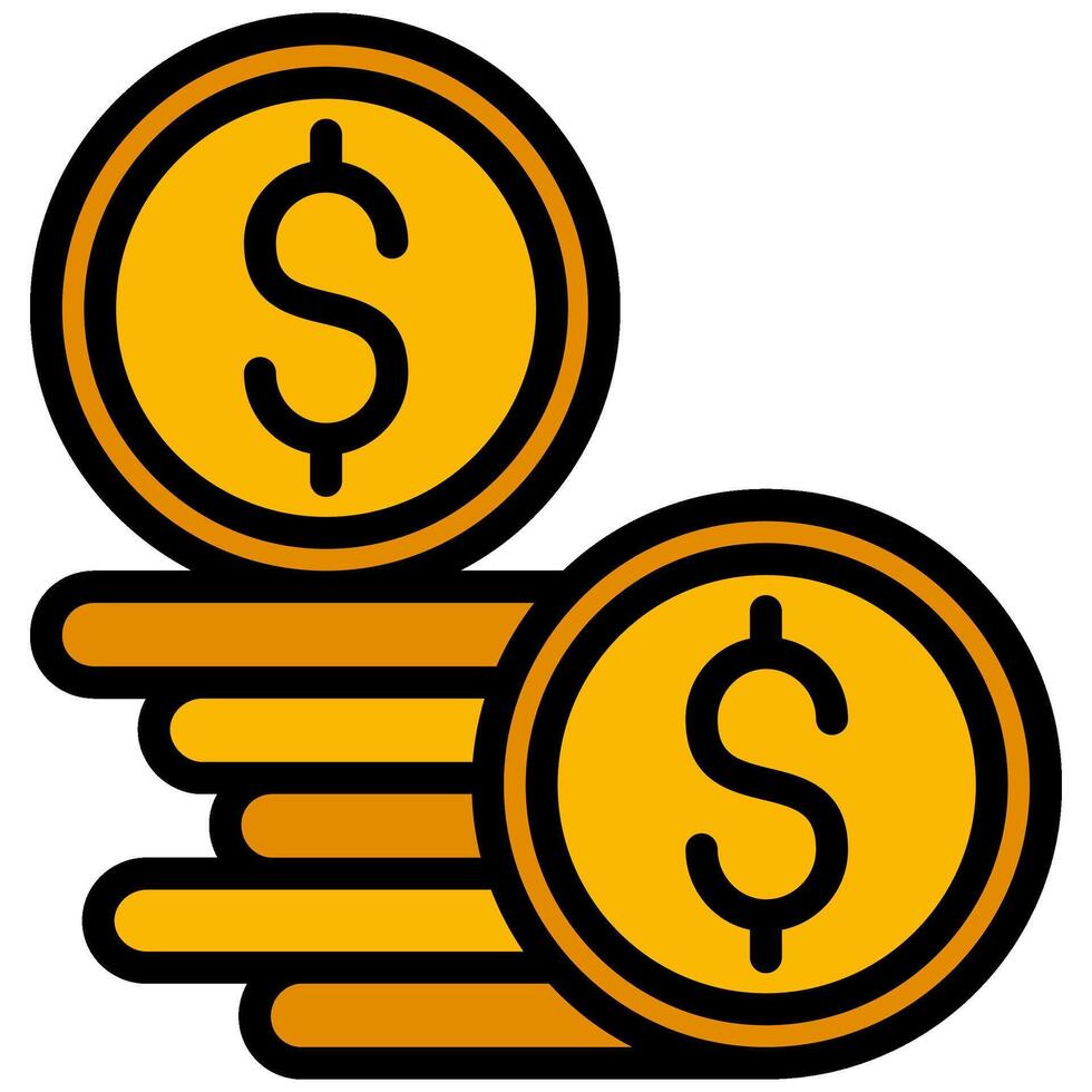 Dollar Coin Outline Flat Icon, Solid Color Outline Flat Icon Symbol vector