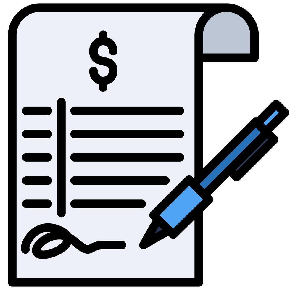 Signature Outline Flat Icon, Contract Icon, Solid Color Outline Flat Icon Symbol vector