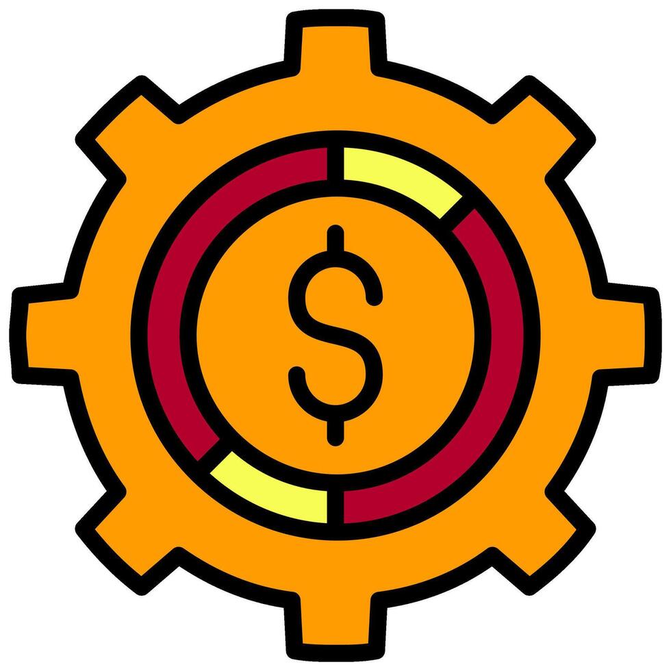 Dollar Gear Outline Flat Icon Style Icon, Business and Marketing Outline Flat Icon Style Icon vector