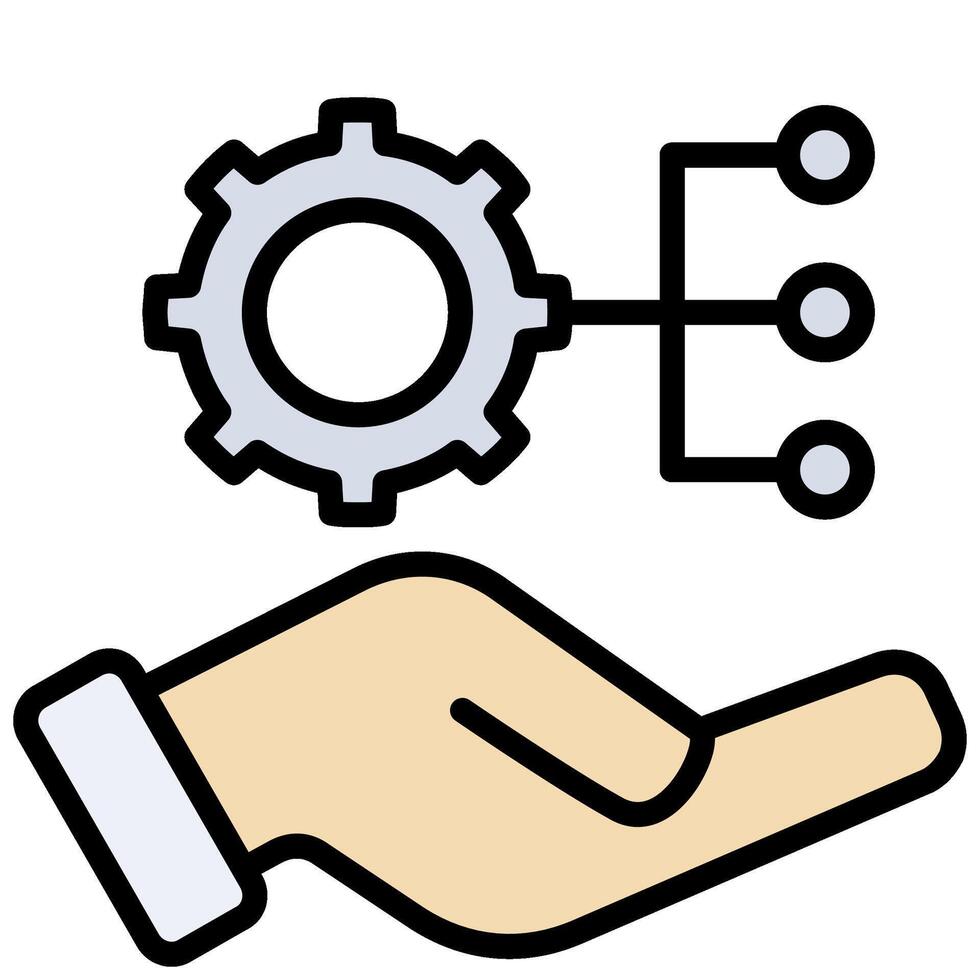 Hand Holding Gear Outline Flat Icon Style Icon, Business and Marketing Outline Flat Icon Style Icon vector