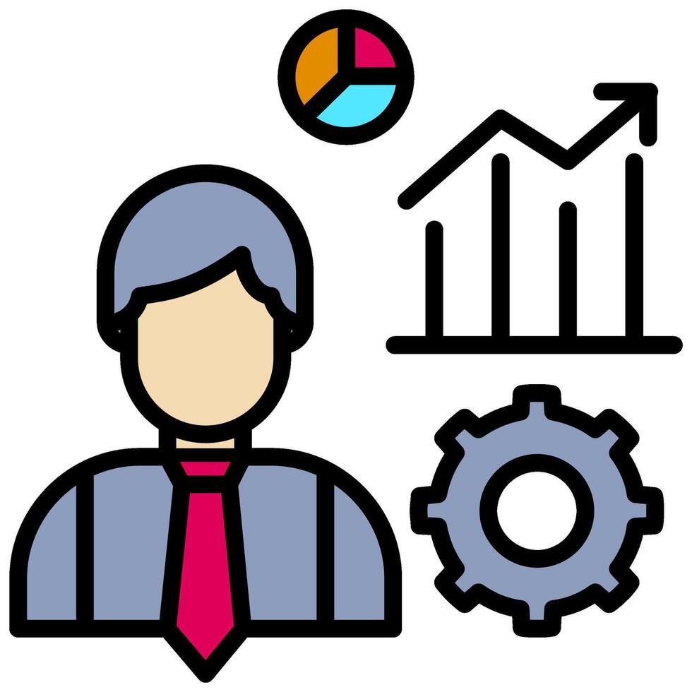 Marketing Businessman Outline Flat Icon Style Icon, Business and Marketing Outline Flat Icon Style Icon vector
