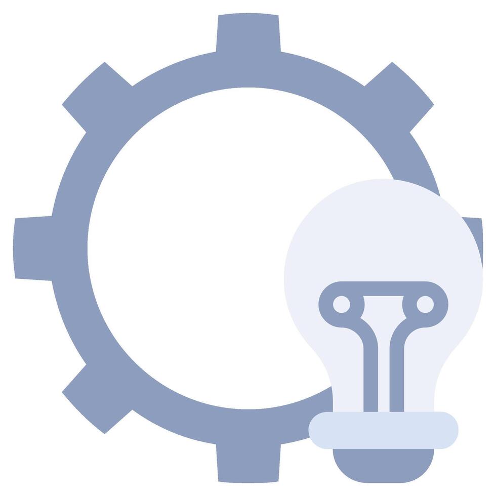 Gear Bulb Flat Icon, Solid Color Flat Icon Symbol vector
