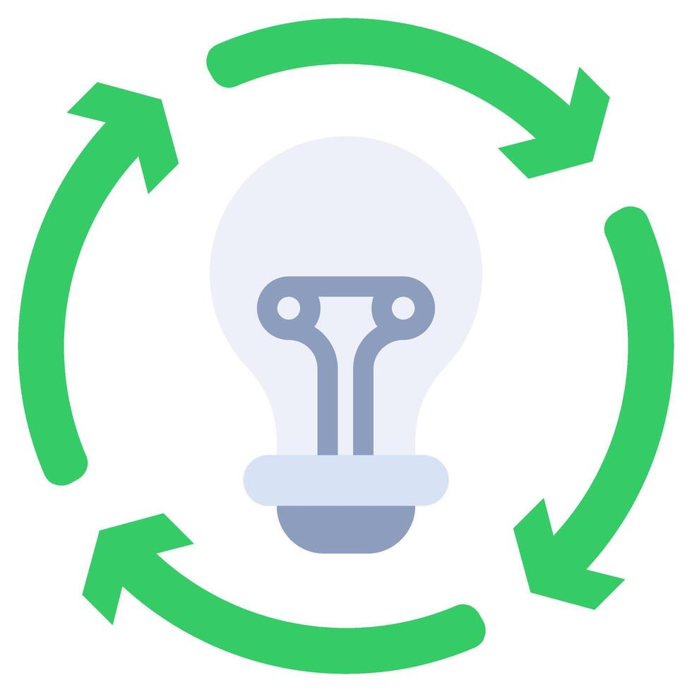 Idea Process Flat Icon, Bulb Flat Icon, Solid Color Flat Icon Symbol vector