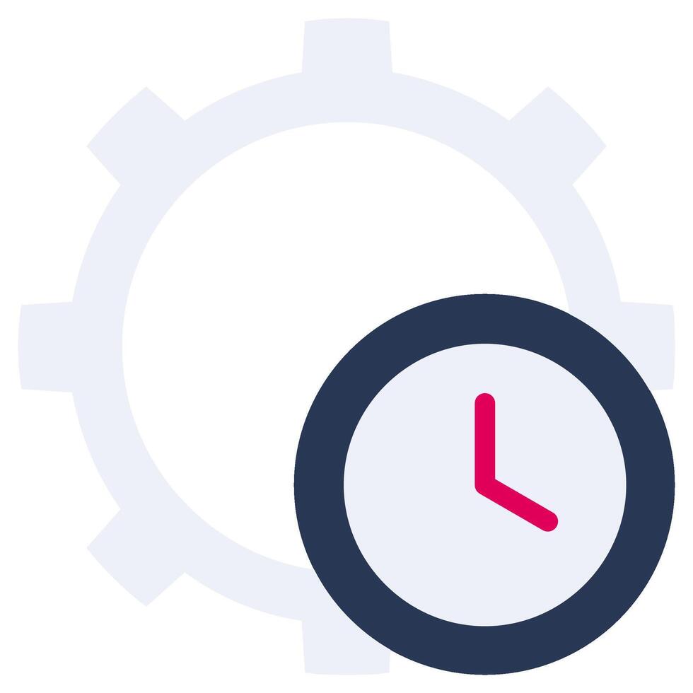 Gear Time, Time Management Flat Icon, Solid Color Flat Icon Symbol vector