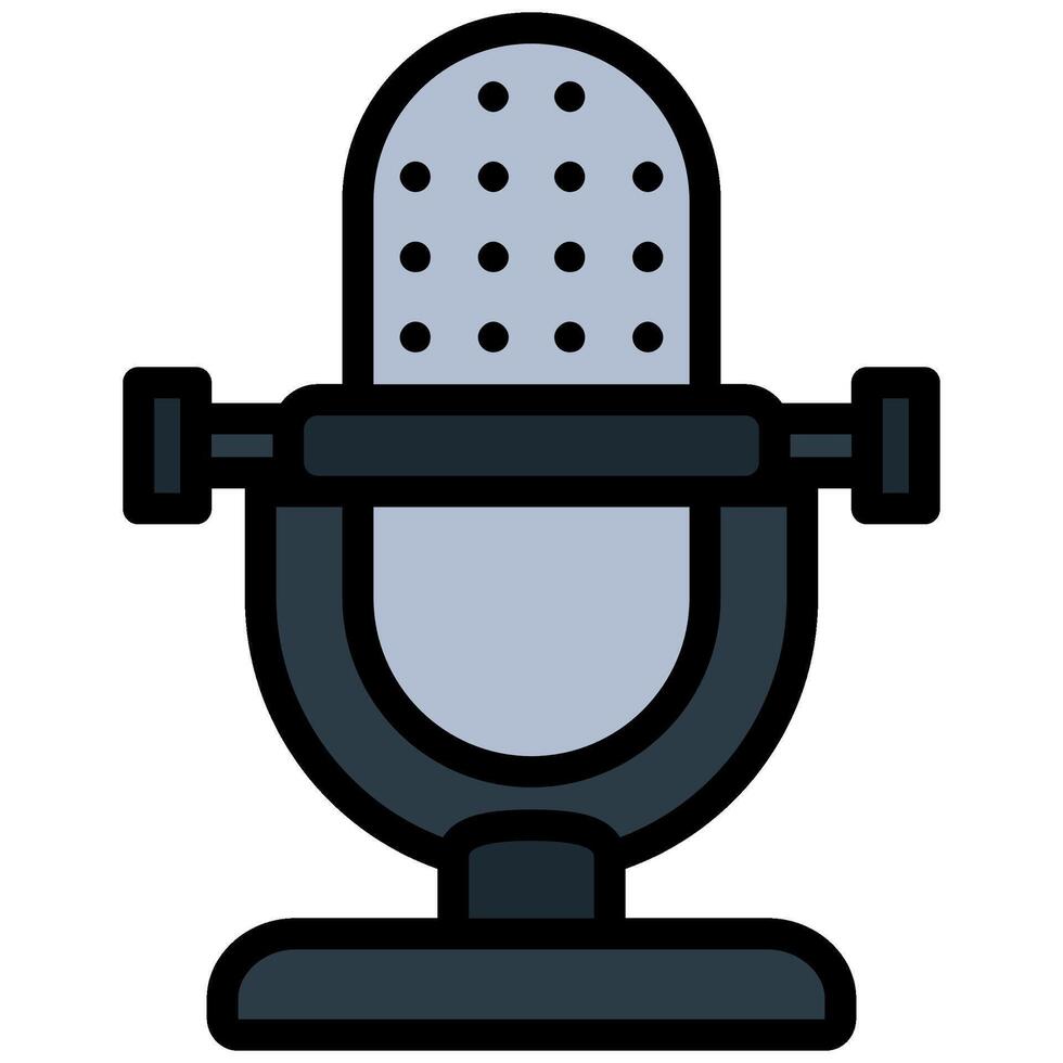 Vintage Microphone Outline Flat Design Icon, Outline Flat Design Icon Symbol vector