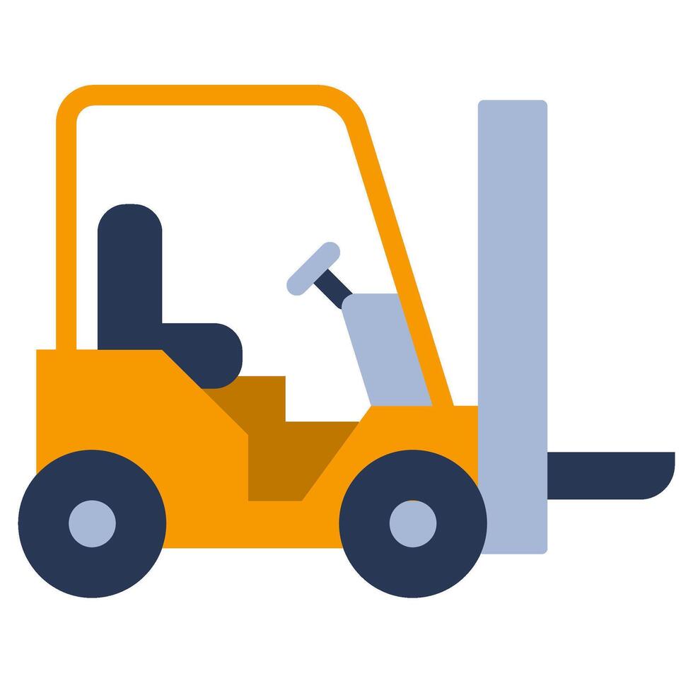 Forklift Flat Design Icon - Heavy Machinery Flat Design Icon vector