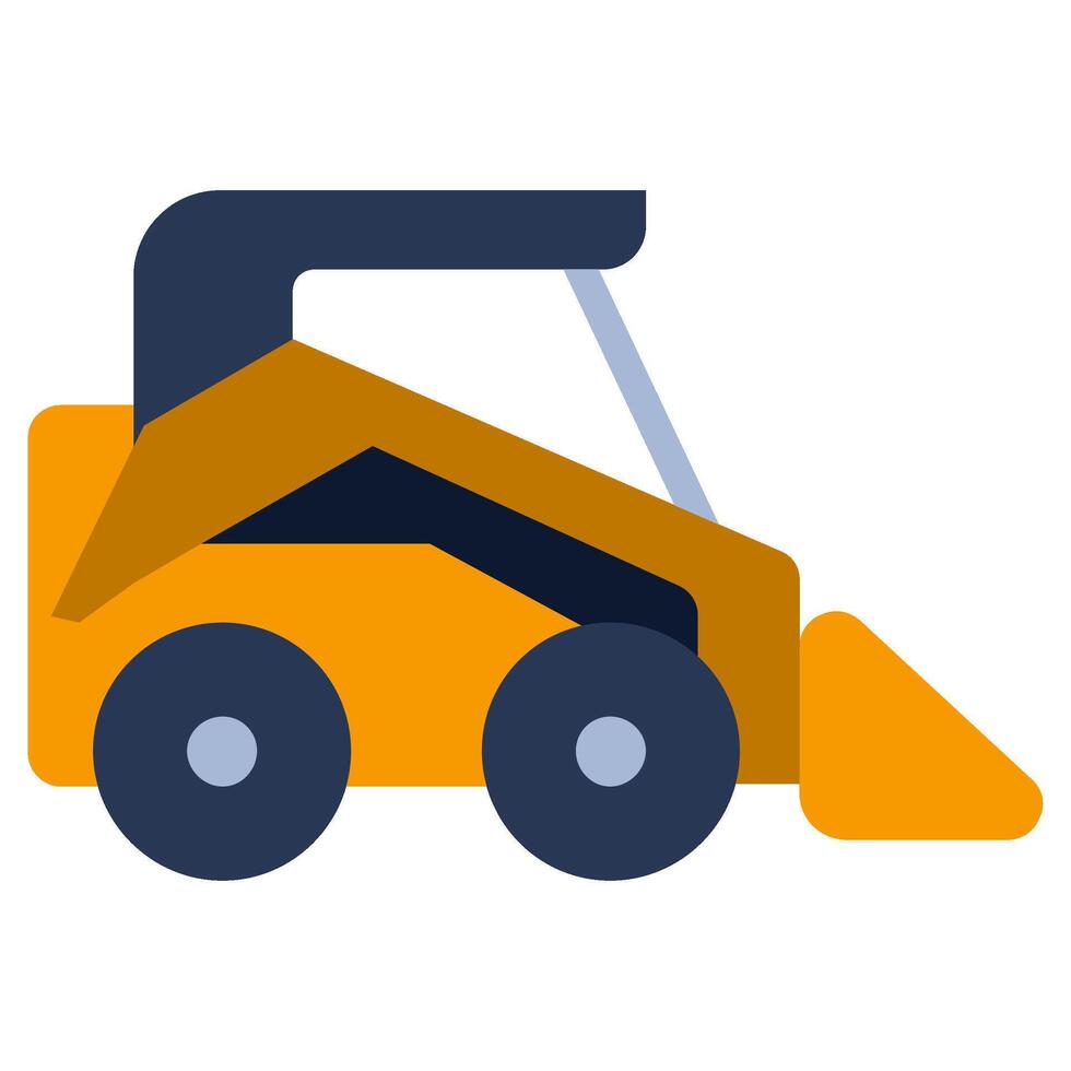 Skid Steer Flat Design Icon - Heavy Machinery Flat Design Icon vector