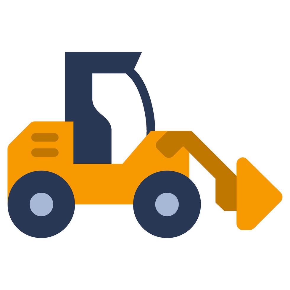 Backhoe Flat Design Icon - Heavy Machinery Flat Design Icon vector