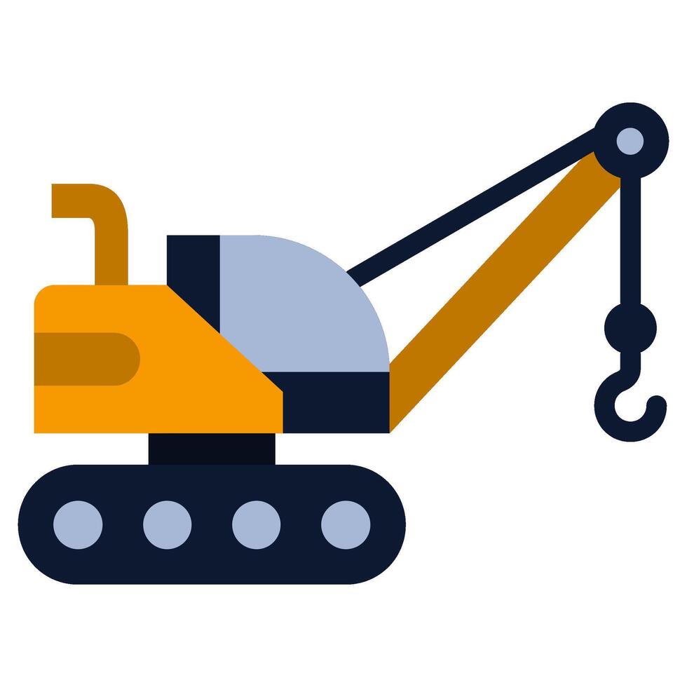 Pipelayer Flat Design Icon - Heavy Machinery Flat Design Icon vector