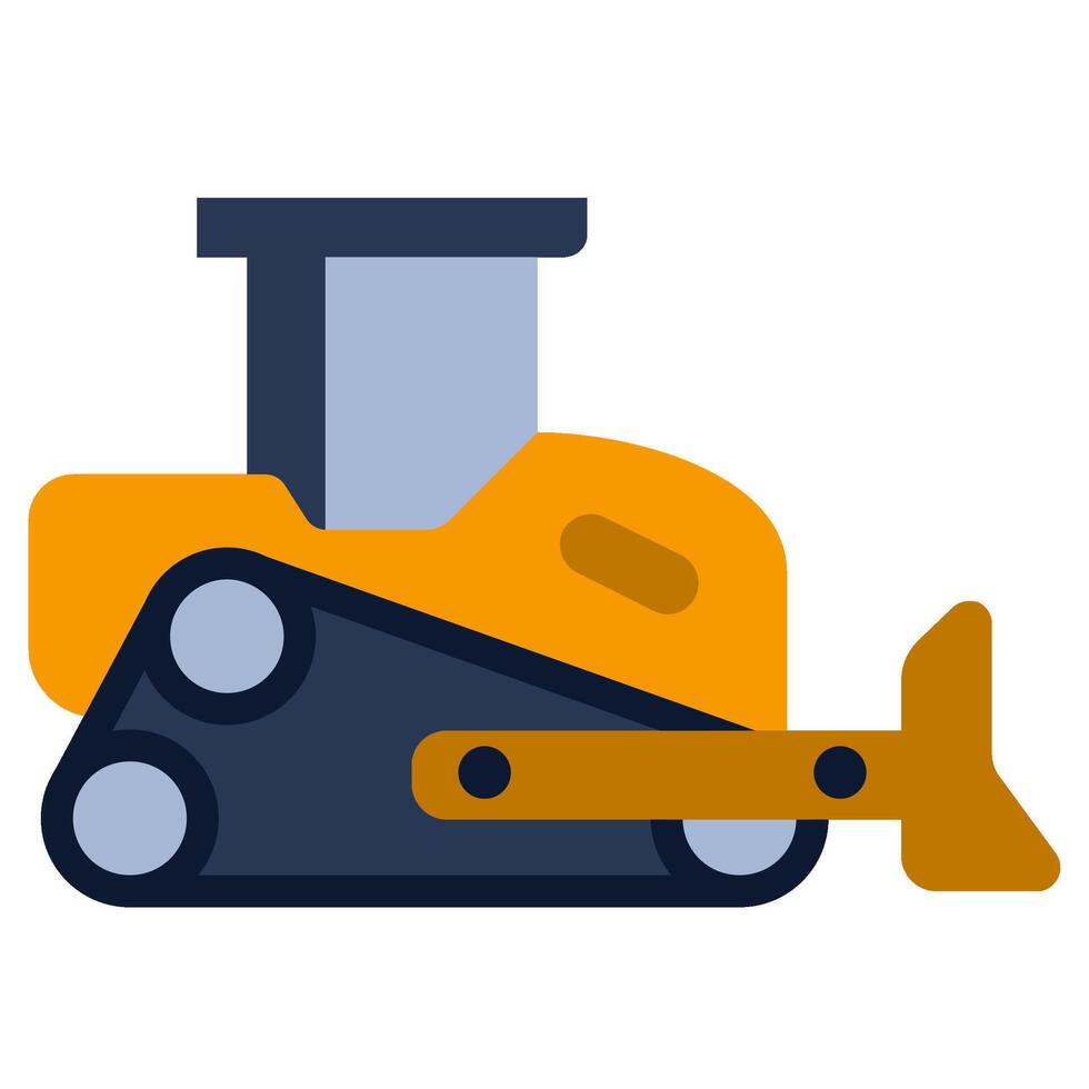 Bulldozer Flat Design Icon - Heavy Machinery Flat Design Icon vector