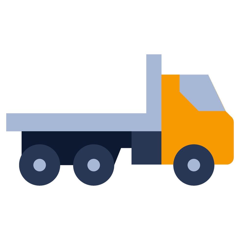 Flat Bed Truck Flat Design Icon - Heavy Machinery Flat Design Icon vector