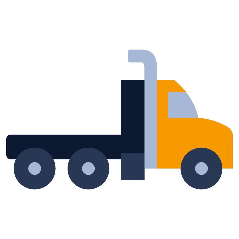 Semi Truck Flat Design Icon - Heavy Machinery Flat Design Icon vector