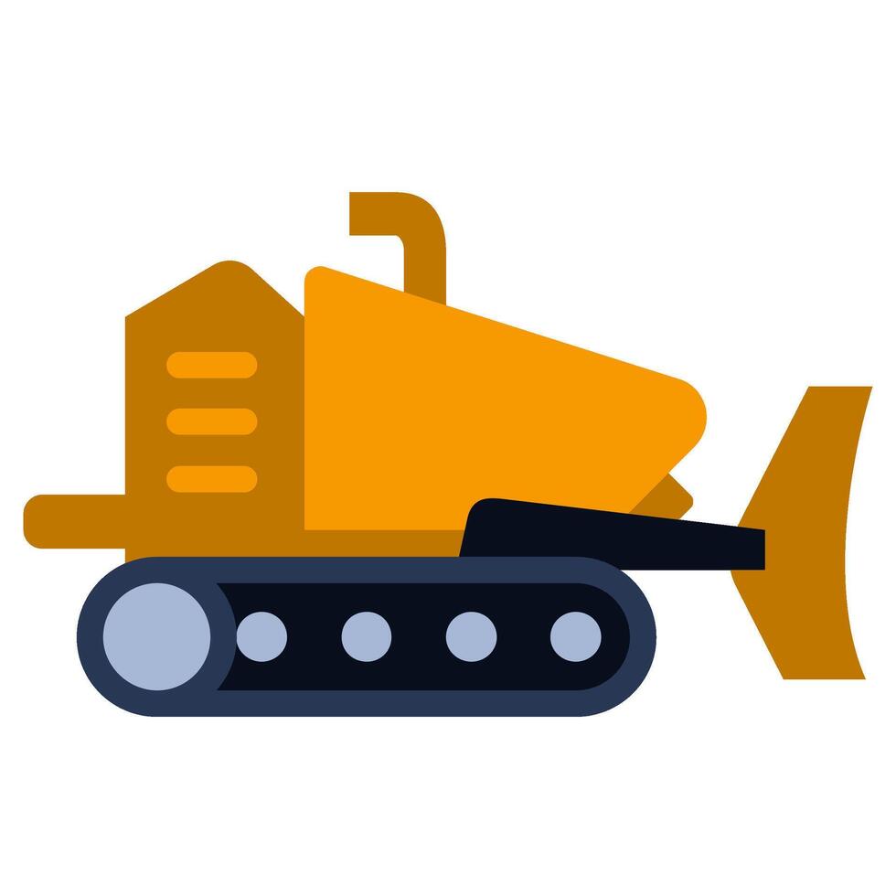 Crawler Dozer Flat Design Icon - Heavy Machinery Flat Design Icon vector