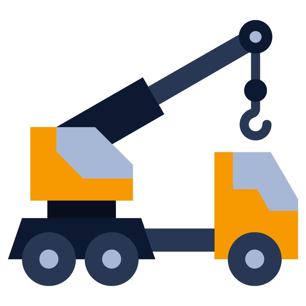 Cranes Truck Flat Design Icon - Heavy Machinery Flat Design Icon vector