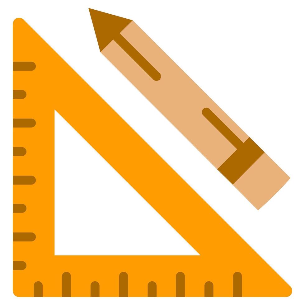 Triangle ruler and Pencil Flat Design Icon - Carpentry Flat Icon vector