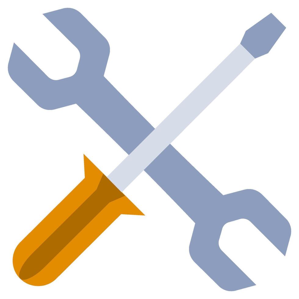 Wrench And Screwdriver Flat Design Style Icon - Car Service vector