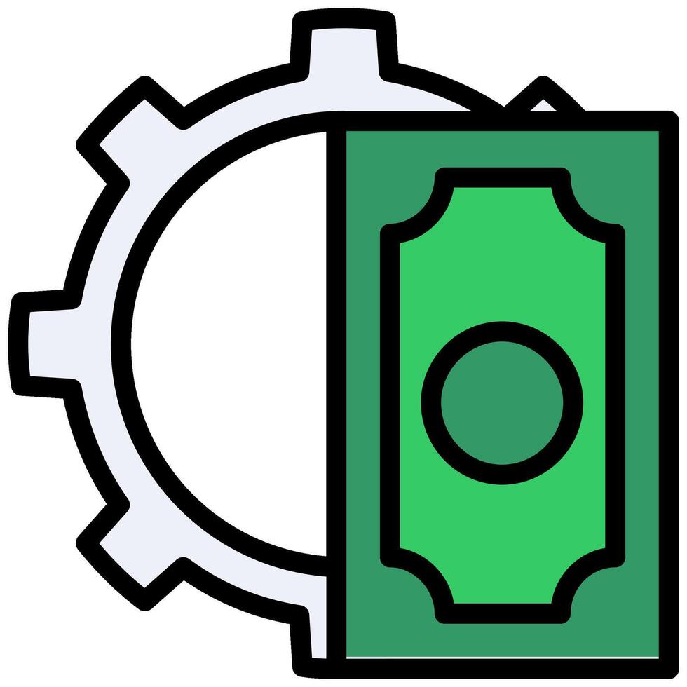 Gear Money Outline Flat Icon, Solid Color Outline Flat Icon Symbol vector
