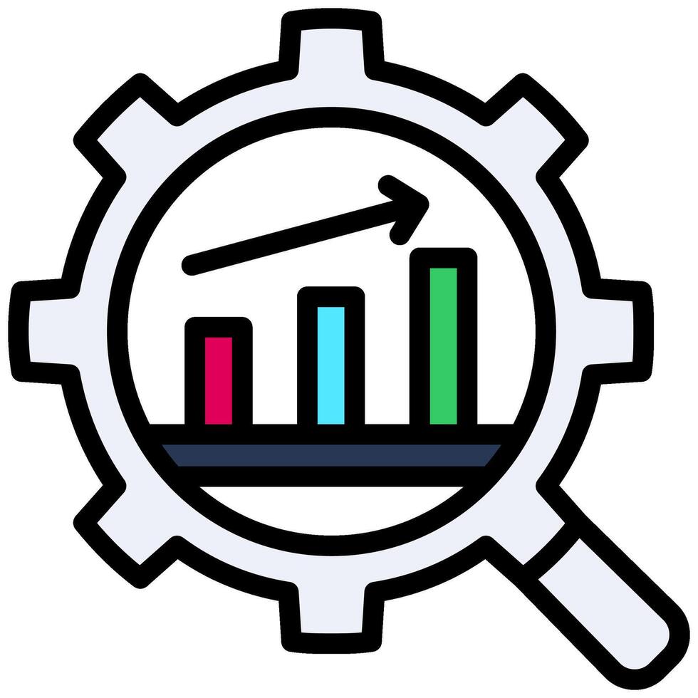 Data Analysis Outline Flat Icon, Solid Color Outline Flat Icon Symbol vector